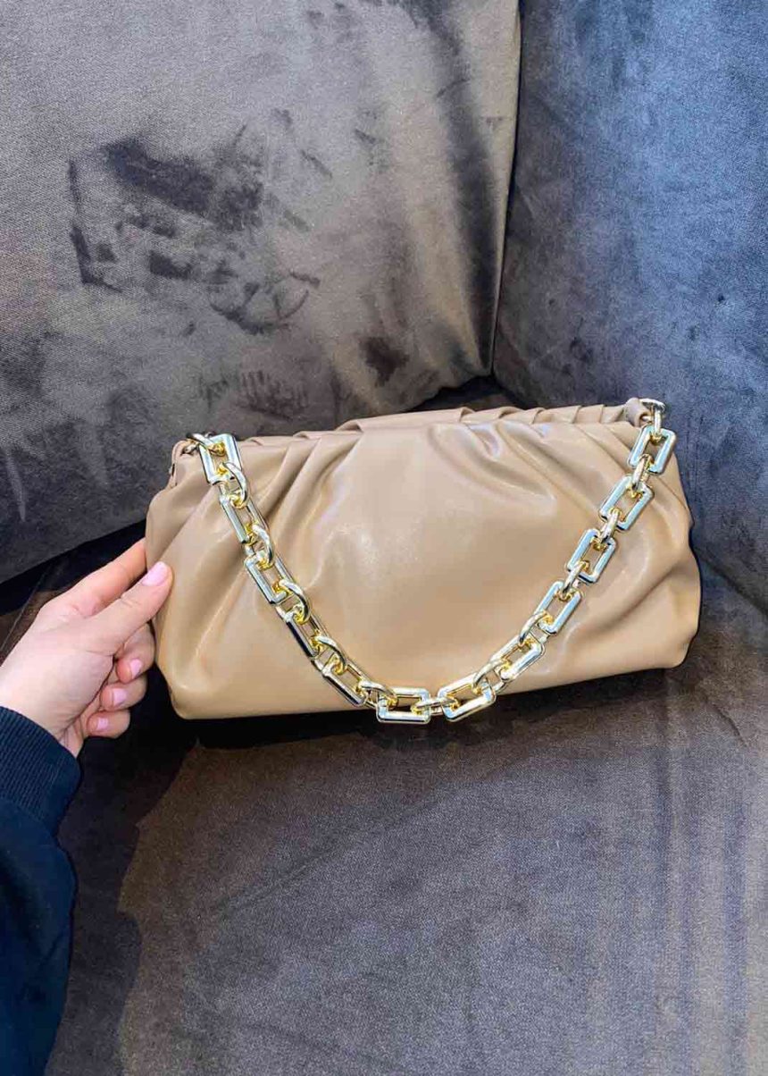 Pearl/Camel - Classy chain bag