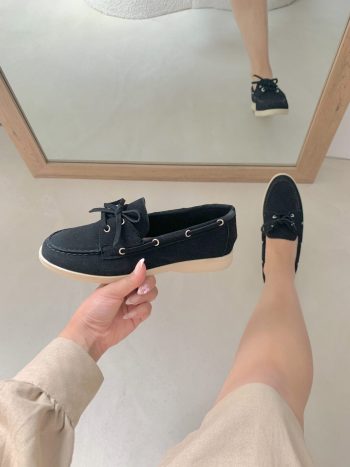 Liz loafers met strik in black
